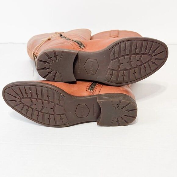 Born Shaunie NWB Sz 8.5 Wide Calf Brown Cognac Leather Knee High Boots - Picture 10 of 12